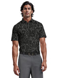 Men's  Linear Flamingo Print Short Sleeve Golf Polo Shirt