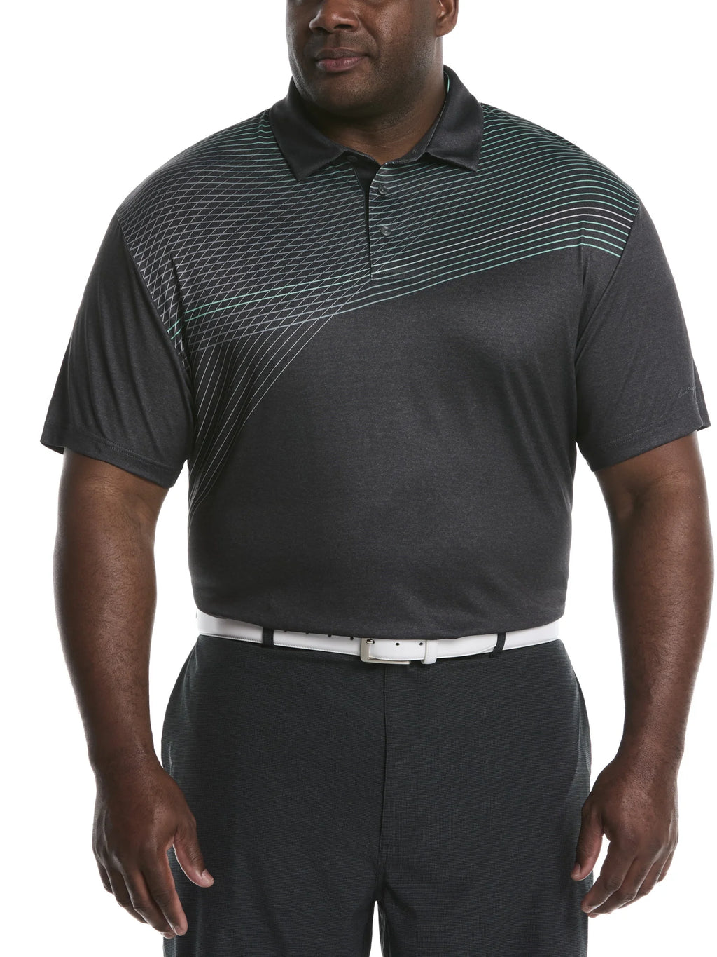 Men's  Assymetric Heather Printed Golf Polo