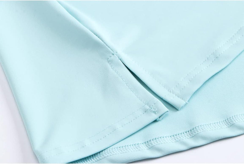 Felisou Short Sleeve Polo Shirt Women, Female Summer Casual Golf Shirts Gym Workout Training Performance V-Neck Tee Golf Shirt for Women Golf Apparel Sport Workout Tops for Womenlight Blue M