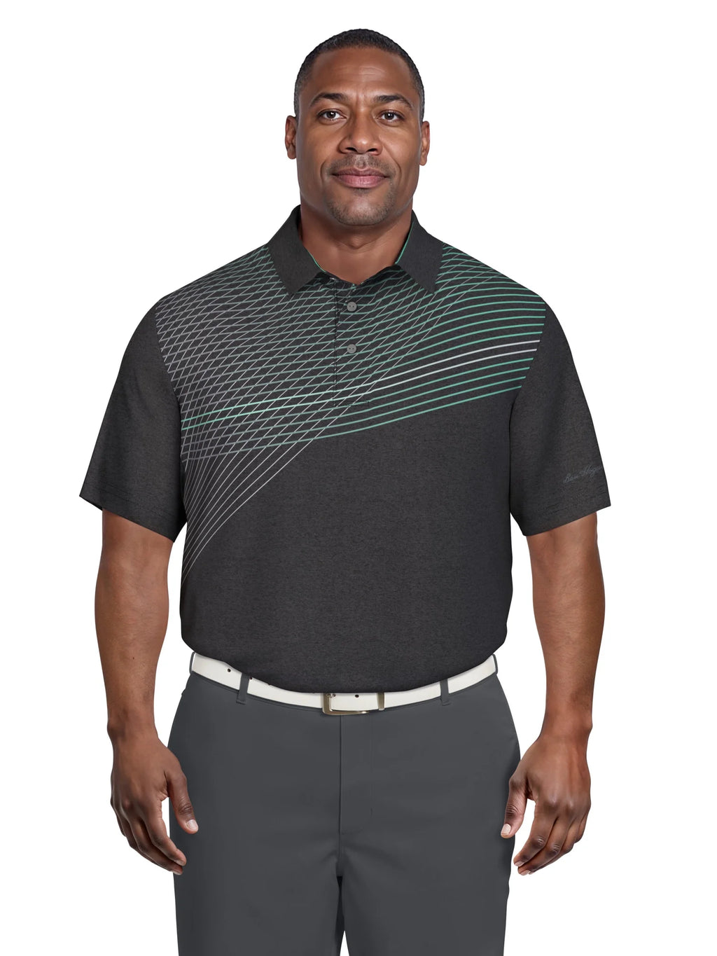 Men's  Assymetric Heather Printed Golf Polo