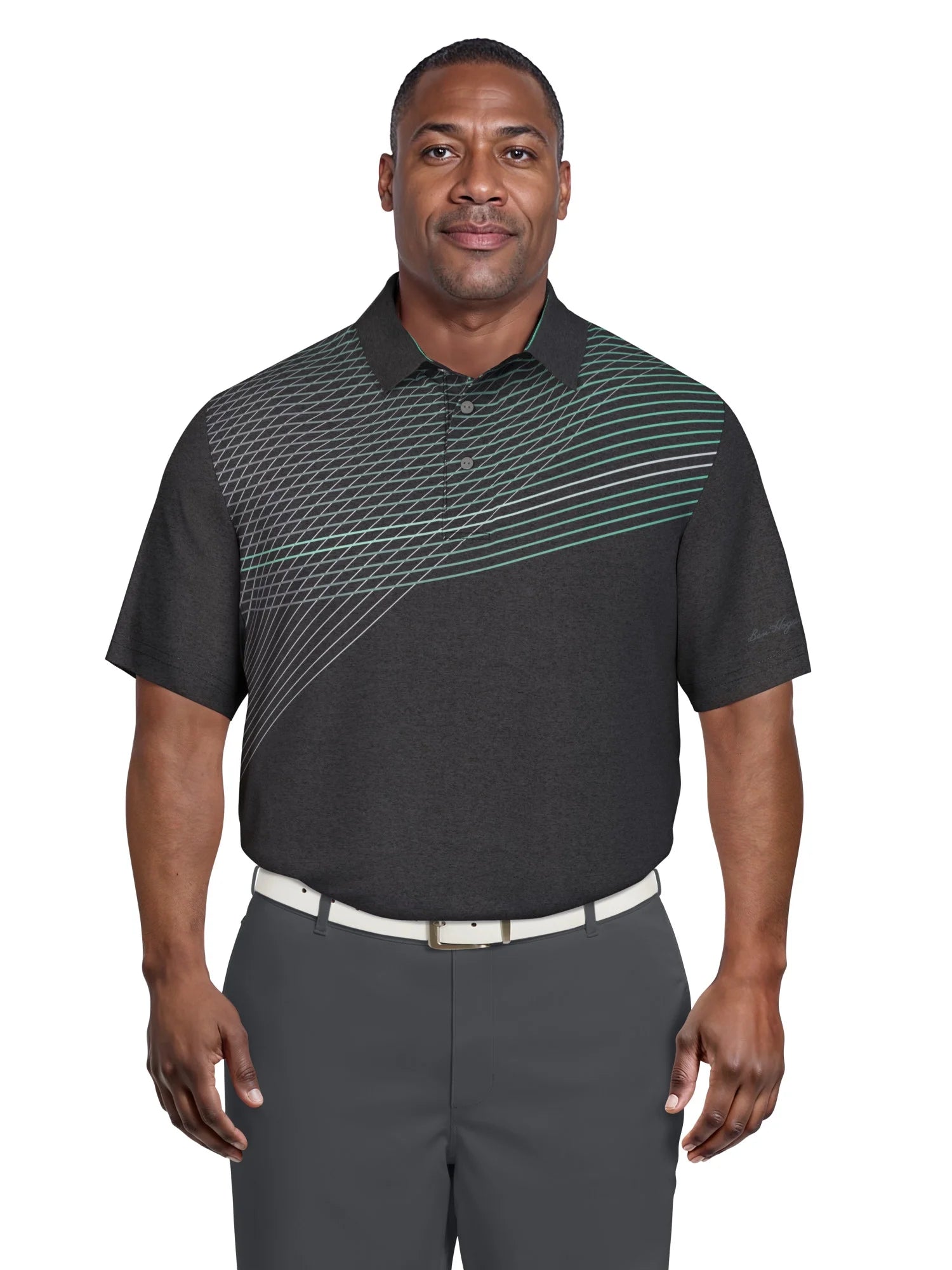 Men's  Assymetric Heather Printed Golf Polo