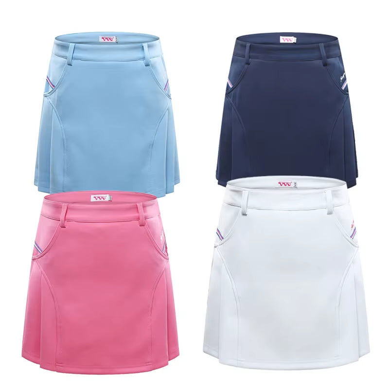 PGM Golf Apparel Women Short Skirt Female Summer Leisure Sport Skirt Girl Wear Anti-Exposure Pleated Skirt Short Dress XS-XXL