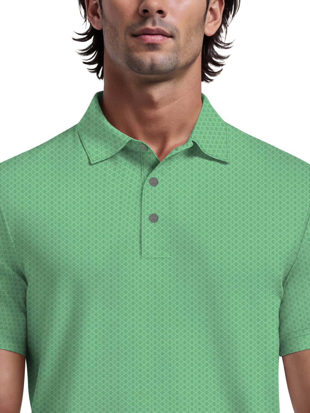 Men's  Micro Jaquard Golf Polo with Self Collar