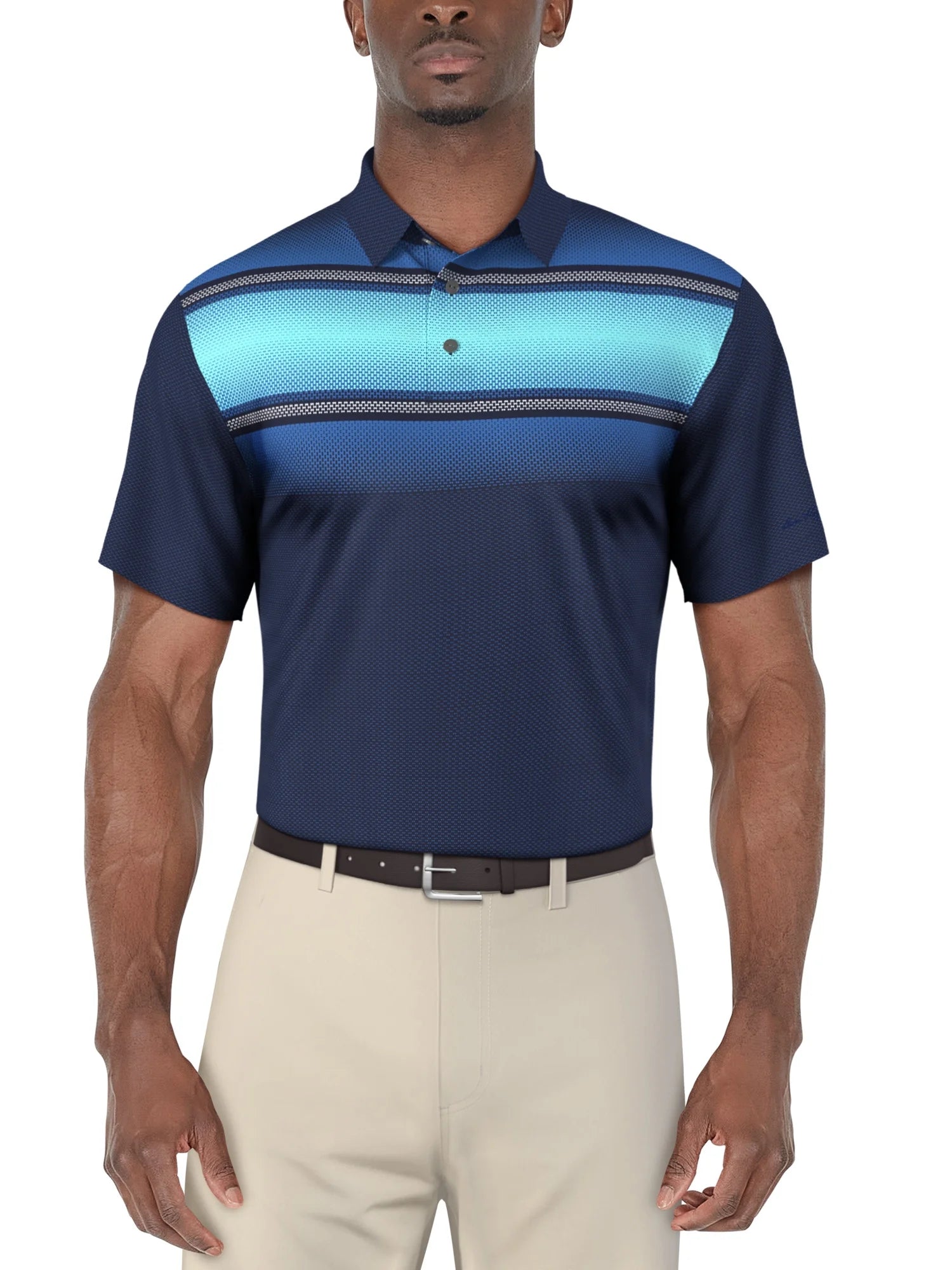 Men'S and Big Men’S Digital Ombre Chest Print Short Sleeve Golf Polo Shirt, up to Size 5XL
