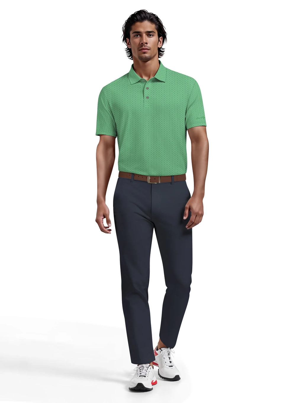 Men's  Micro Jaquard Golf Polo with Self Collar