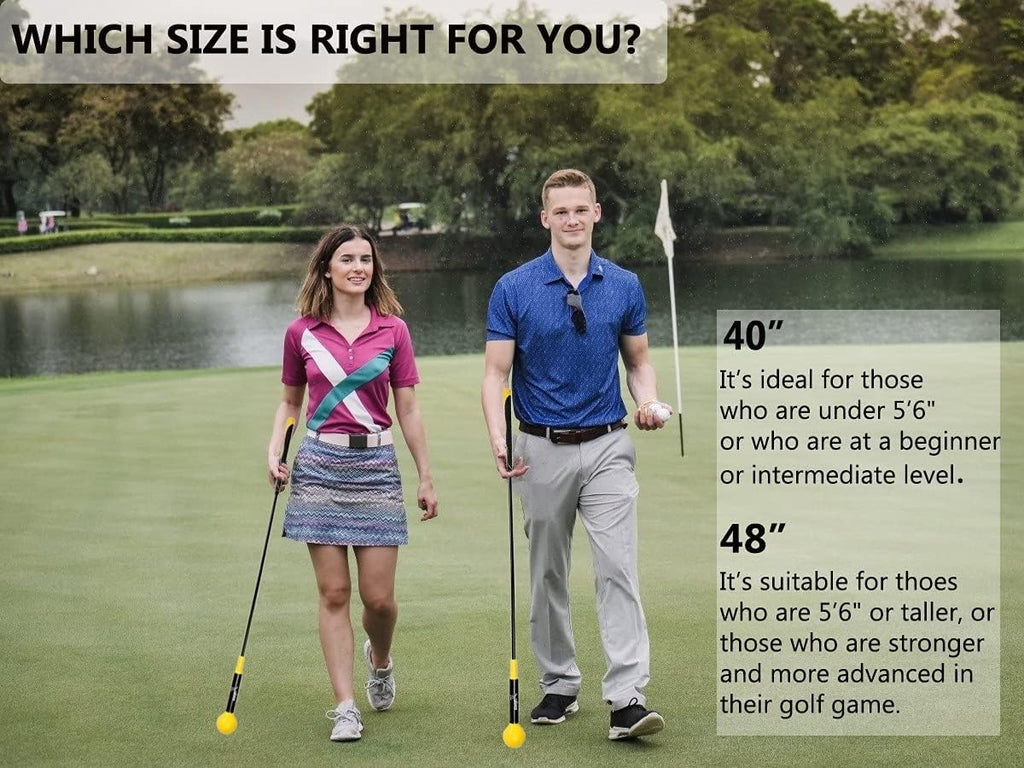 Golf Swing Trainer Aid 48"/40" Warm-Up Stick for Strength Flexibility Tempo Training Golf Practice Aid with Weighted Head Swing Corrector for Men Women