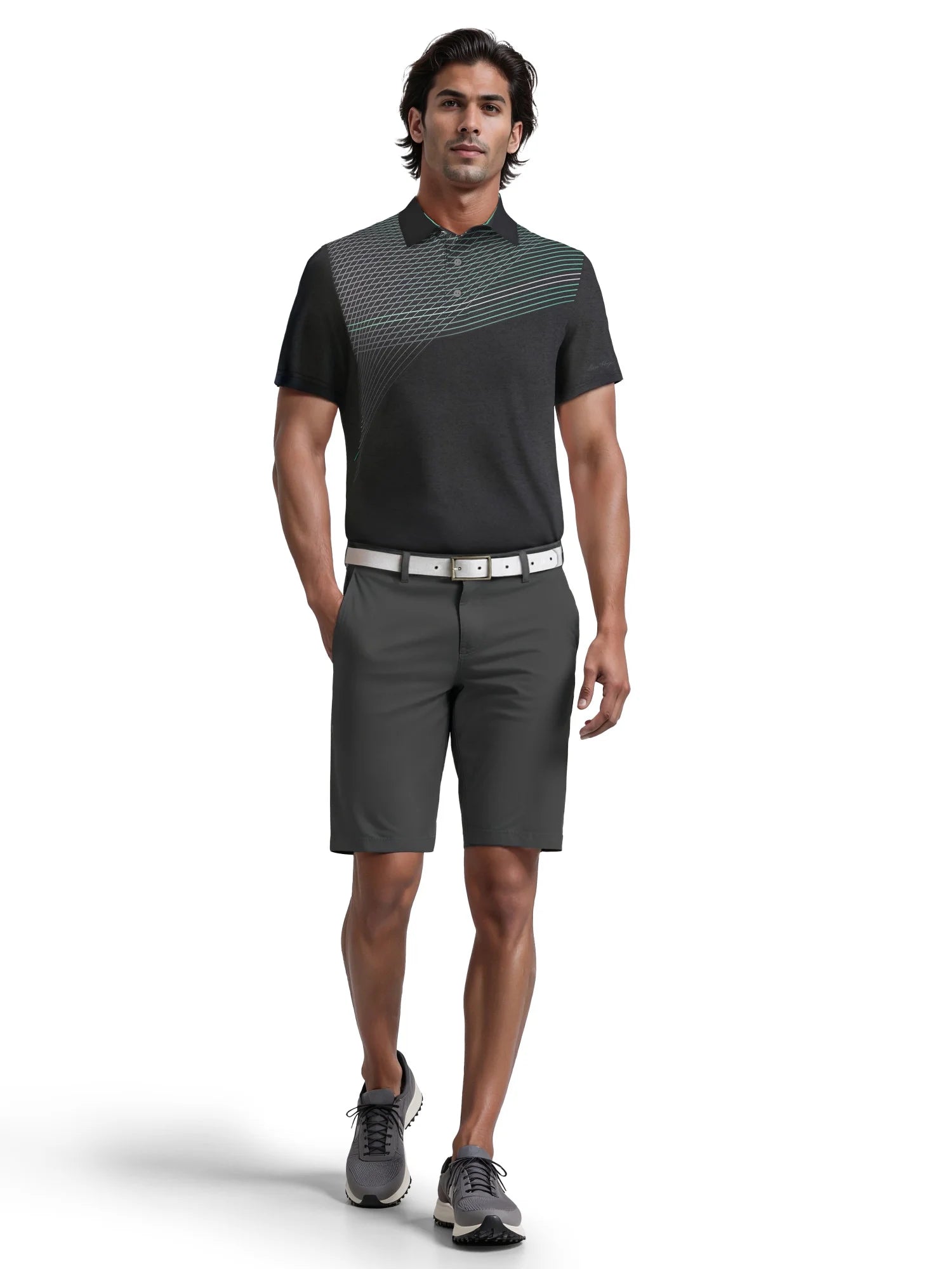 Men's  Assymetric Heather Printed Golf Polo