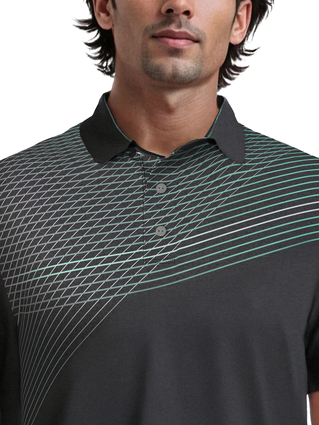 Men's  Assymetric Heather Printed Golf Polo
