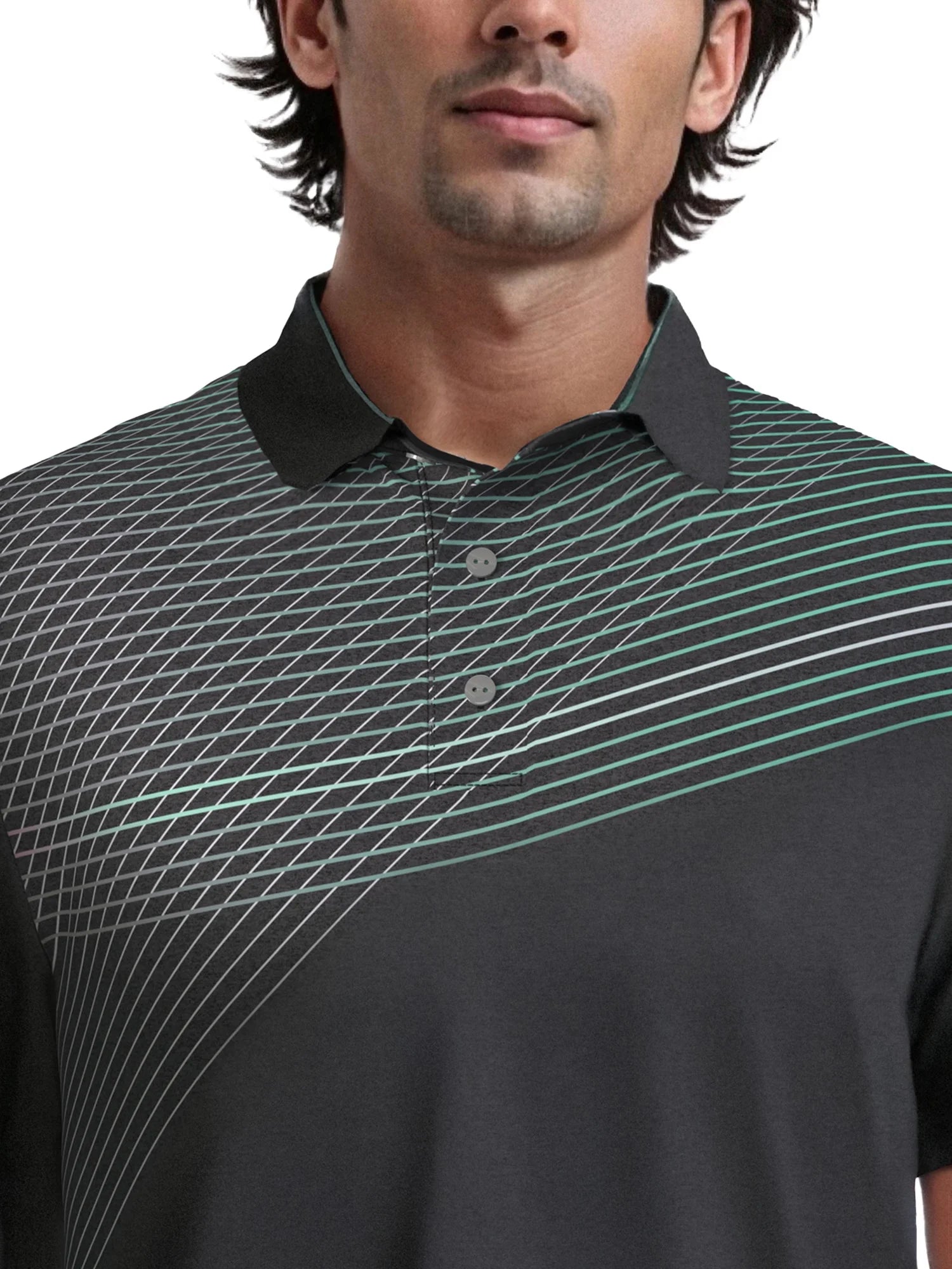 Men's  Assymetric Heather Printed Golf Polo
