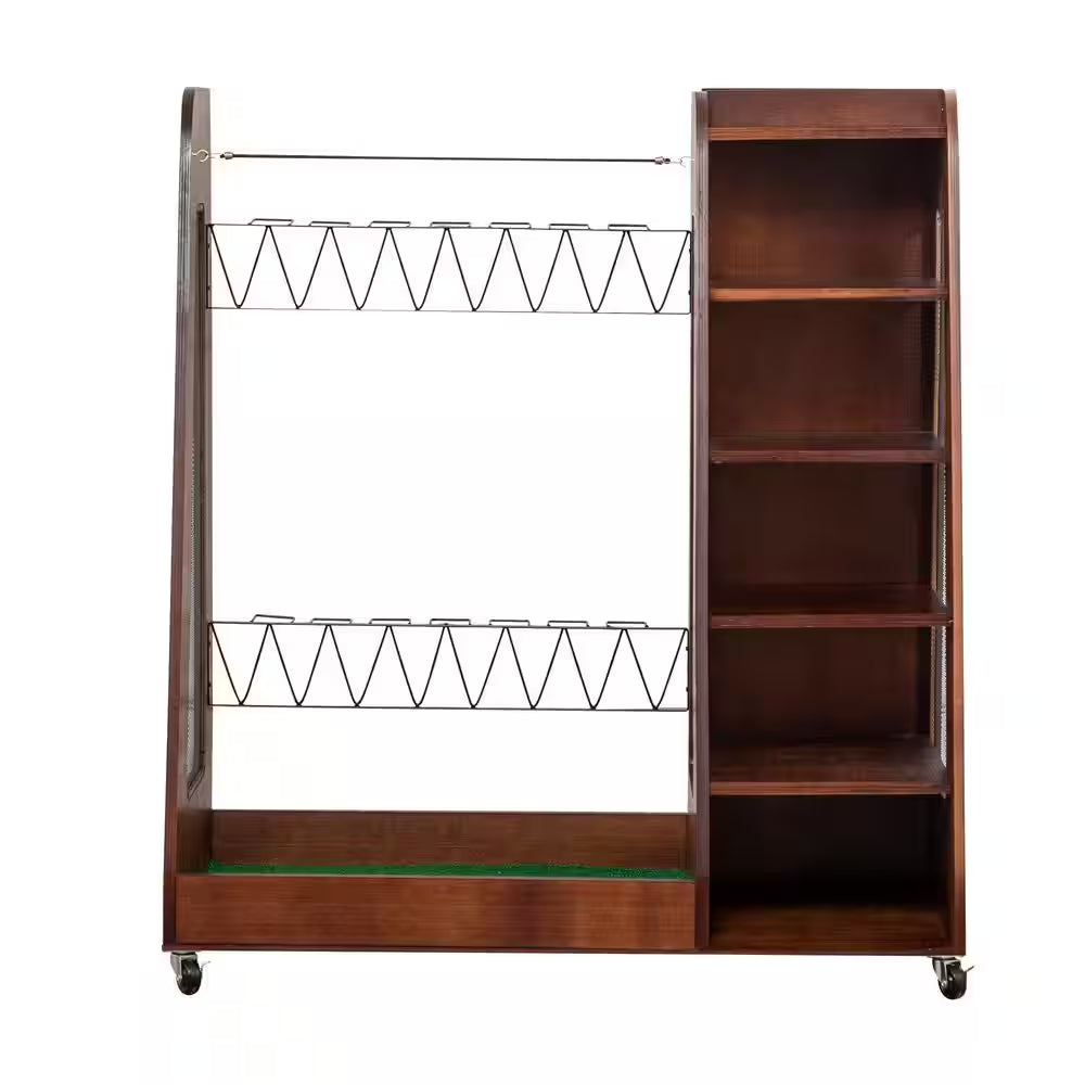 Odette Premium Brown Wood 2-Golf Bag Storage Organizer