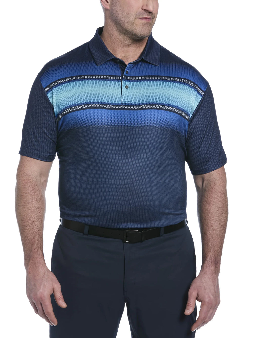 Men'S and Big Men’S Digital Ombre Chest Print Short Sleeve Golf Polo Shirt, up to Size 5XL