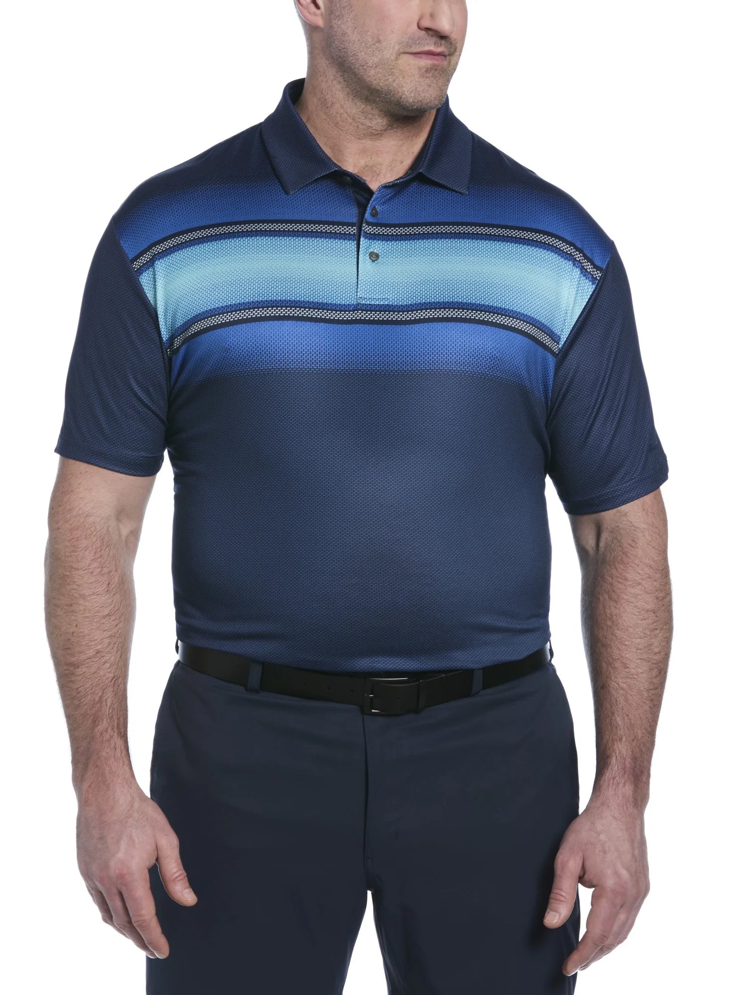Men'S and Big Men’S Digital Ombre Chest Print Short Sleeve Golf Polo Shirt, up to Size 5XL