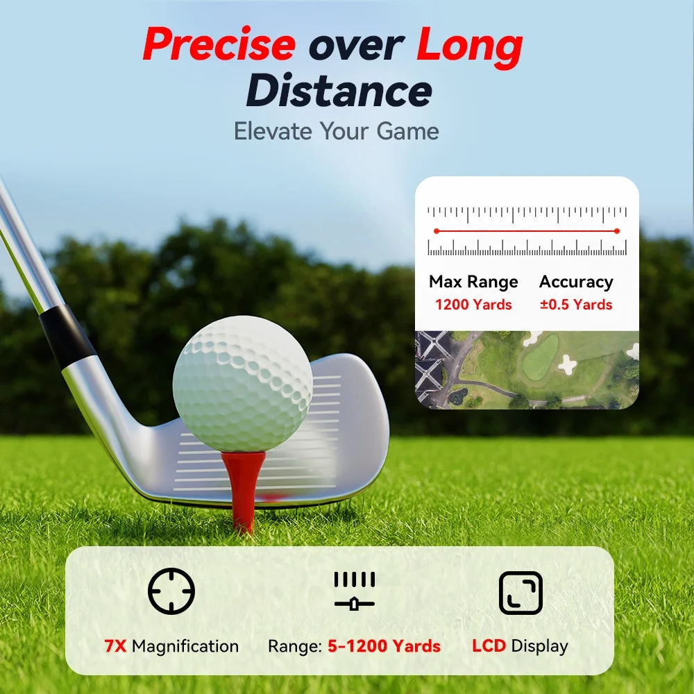 Laser Golf Rangefinder 1200 Yards, 7X Magnification