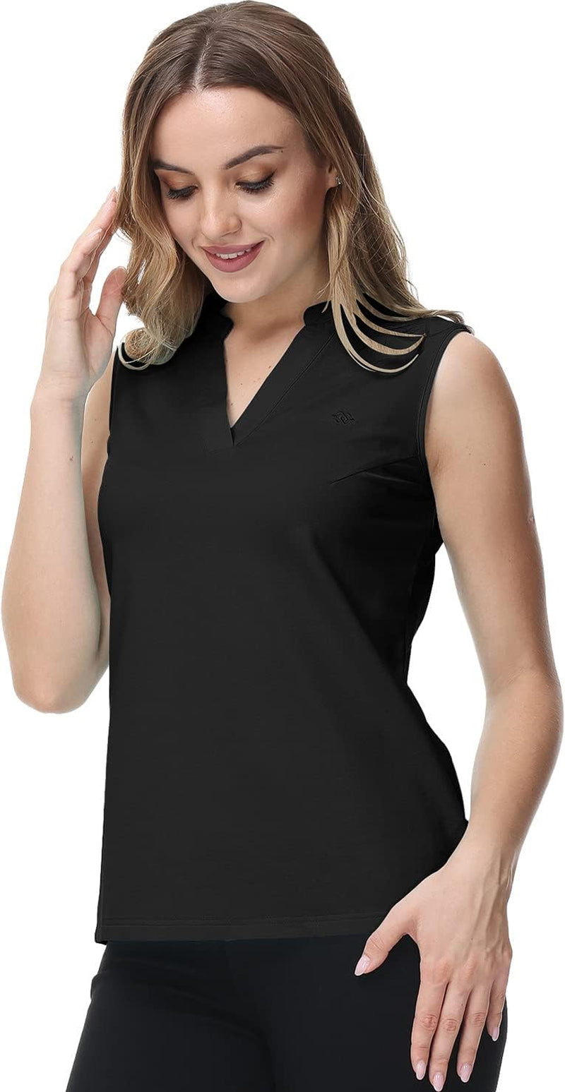 Women Golf Polo Shirts Sleeveless UV Sun Protection Ladies Tops Moisture Wicking Athletic Shirts