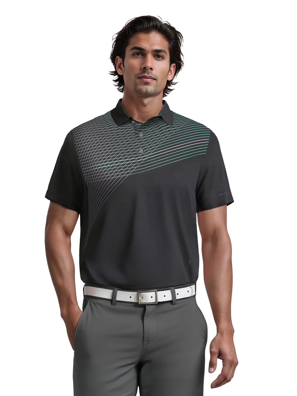 Men's  Assymetric Heather Printed Golf Polo