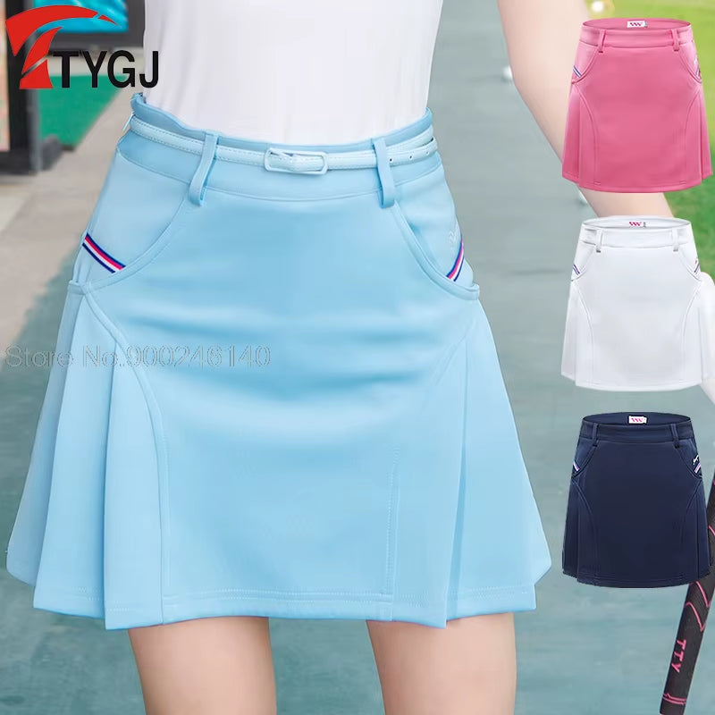 PGM Golf Apparel Women Short Skirt Female Summer Leisure Sport Skirt Girl Wear Anti-Exposure Pleated Skirt Short Dress XS-XXL