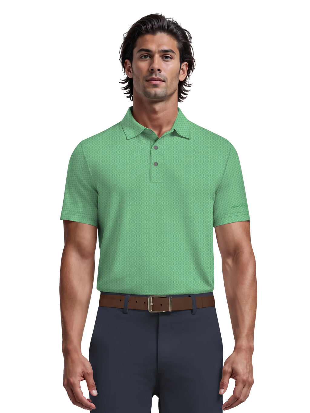 Men's  Micro Jaquard Golf Polo with Self Collar