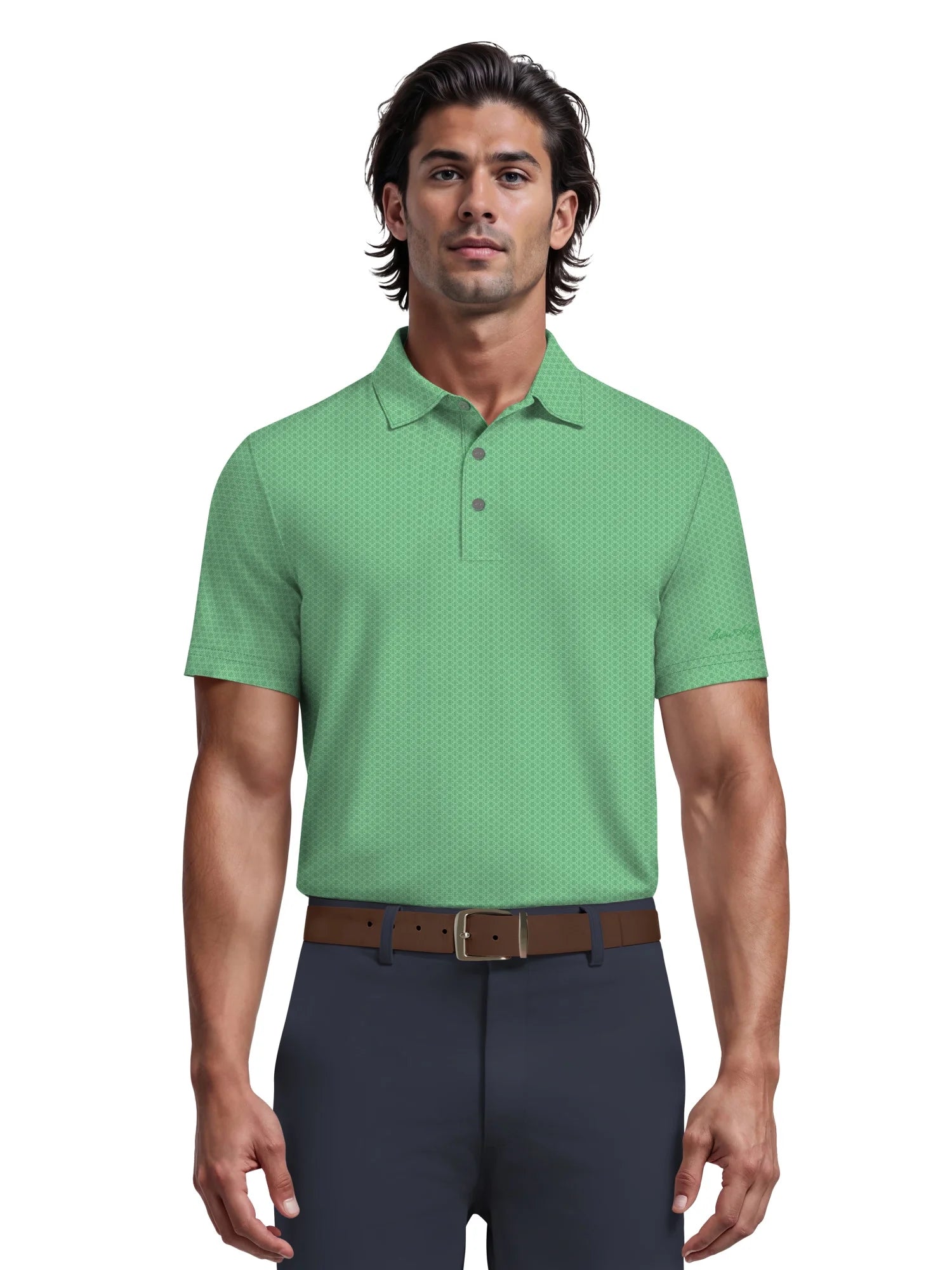 Men's  Micro Jaquard Golf Polo with Self Collar